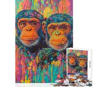 Rompecabezas para Adolescentes de 1000 Piezas con diseño de chimpancés en dúo Rompecabezas para Adultos Juegos Familiares decoración del hogar cumpleaños y Navidad (tamaño 50x75cm)
