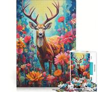 Rompecabezas para Adolescentes de 1000 Piezas con diseño de Ciervos y Animales Salvajes Coloridos, Juguetes antiestrés, dificultad Alta, Ideal para Decorar el Escritorio 38x26cm