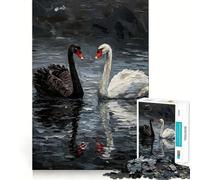 Rompecabezas para Adolescentes de 1000 Piezas con diseño de cisnes en Blanco y Negro Arte de Corte Fino Actividad para desarrollar la Mente Tiempo de Juego Relajante Regalo navideño Tranquilo 50x75cm