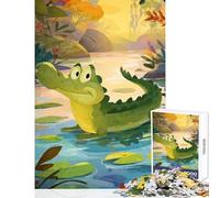 Rompecabezas para Adolescentes de 1000 Piezas con diseño de cocodrilo en un Estanque Rompecabezas de 1000 Piezas para ejercitar la Mente Regalo de cumpleaños Divertido y con Humor (38x52cm)