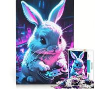 Rompecabezas para Adolescentes de 1000 Piezas con diseño de Conejito Gamer, Juguete Educativo, Ideal para la diversión Familiar, cumpleaños y Navidad 38x26cm