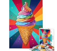 Rompecabezas para Adolescentes de 1000 Piezas con diseño de Cono de Helado arcoíris Juguetes educativos para Aprender Juegos relajantes desafío difícil Regalos de cumpleaños (tamaño 38x52cm)