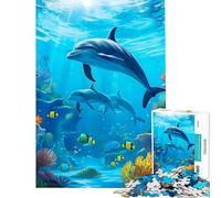 Rompecabezas para Adolescentes de 1000 Piezas con diseño de Delfines bajo el Agua Un Reto para completar Regalo de cumpleaños Decoración para el hogar Juguetes para Mayores de 14 años (50x75cm)