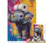 Rompecabezas para Adolescentes de 1000 Piezas con diseño de Elefante Colorido Rompecabezas artísticos para Adultos Juegos relajantes para Mejorar la Memoria Regalos de cumpleaños y únicos (38x52cm)