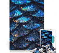 Rompecabezas para Adolescentes de 1000 Piezas con diseño de Escamas Azules Brillantes, Juego Familiar, Actividades Divertidas para Hacer en casa, fortalece el Amor Entre Parejas 50x75cm
