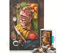 Rompecabezas para Adolescentes de 1000 Piezas con diseño de Filete a la Parrilla, Juguetes para armar, Que mejoran la Memoria, con póster y Hoja de Preguntas a Juego 38x52cm