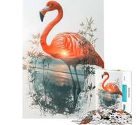 Rompecabezas para Adolescentes de 1000 Piezas con diseño de Flamenco Rosa al Atardecer Diversión en casa Ideal para el Entretenimiento Familiar Juguete antiestrés Apto para Mayores de 14 años 38x52cm