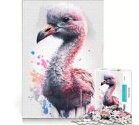 Rompecabezas para Adolescentes de 1000 Piezas con diseño de flamencos y Acuarela, Ideal para Relajarse, Reducir el estrés, cumpleaños 50x75cm