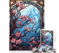 Rompecabezas para Adolescentes de 1000 Piezas con diseño de Flor de Cerezo Cristal para Relajarse decoración de Pared Juguetes para el hogar e interacción Entre Padres e Hijos (38x26cm)