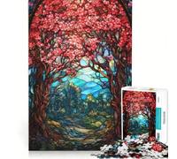 Rompecabezas para Adolescentes de 1000 Piezas con diseño de Flor de Cerezo en Cristal, Juego Educativo, Ideal para Reducir el estrés, un Regalo estupendo para los Amantes de los Juegos 38x26cm