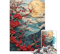 Rompecabezas para Adolescentes de 1000 Piezas con diseño de Flores de Cerezo Arte japonés Juguetes antiestrés para Adultos Que mejoran la Memoria y Son Actividades Divertidas para Hacer en casa