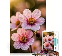 Rompecabezas para Adolescentes de 1000 Piezas con diseño de Flores Rosas y Gotas de Agua Ideal para Relajarse y armar (38x52cm)