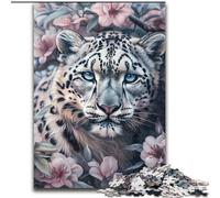 Rompecabezas para Adolescentes de 1000 Piezas con diseño de Flores y Leopardo de Las Nieves Ejercita el Cerebro, Juguetes adictivos para Cultivar la Paciencia y Mejorar la Memoria (26x38cm)