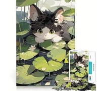 Rompecabezas para Adolescentes de 1000 Piezas con diseño de Gato,Anime y Lago Juego de lógica Divertido y silencioso para cumpleaños (38x52cm)