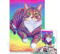 Rompecabezas para Adolescentes de 1000 Piezas con diseño de Gato atigrado arcoíris Ideal para Decorar la Pared Un Juego desafiante y entretenido Regalar 38x52cm