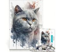 Rompecabezas para Adolescentes de 1000 Piezas con diseño de Gato British Shorthair, Juego práctico para Pasar el rato en casa, Incluye póster y Hoja de Preguntas a Juego, 38x26cm
