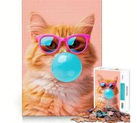 Rompecabezas para Adolescentes de 1000 Piezas con diseño de Gato,Chicle y Bordes impecables Divertido Juego Mental Regalo Ideal para un Momento Acogedor y Divertido Decoración navideña para la Pared