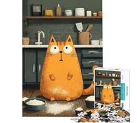 Rompecabezas para Adolescentes de 1000 Piezas con diseño de Gato de Dibujos Animados horneando Mal Rompecabezas para Adultos Juego práctico para Pasar el Tiempo en casa Regalo