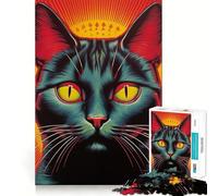 Rompecabezas para Adolescentes de 1000 Piezas con diseño de Gato Espacial Negro y Bordes precisos Juego Divertido para concentrarse y Relajarse Regalo Ideal para Navidad 38x26cm