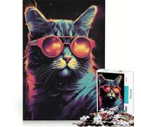 Rompecabezas para Adolescentes de 1000 Piezas con diseño de Gato Gamer, Ideal para decoración de Pared, diversión Familiar, Regalo de cumpleaños o para Viajes 38x52cm