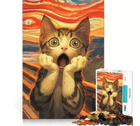 Rompecabezas para Adolescentes de 1000 Piezas con diseño de Gato Gritando,Corte preciso,Divertido Rompecabezas de lógica,Juego Relajante,Tiempo de diversión,Regalo de Arte navideño (38x26cm)
