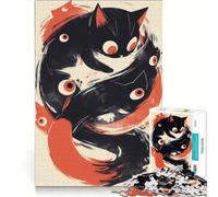 Rompecabezas para Adolescentes de 1000 Piezas con diseño de Gato Oscuro y anormal Juego práctico para divertirse en Familia Toda la Familia 38x26cm