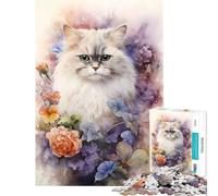 Rompecabezas para Adolescentes de 1000 Piezas con diseño de Gato Persa en Acuarela Juego Imposible para un desafío Educativo Juguete Divertido Regalo Ideal para Parejas (tamaño 75x50cm)