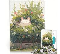 Rompecabezas para Adolescentes de 1000 Piezas con diseño de Gato soñador Floral, Juego Imposible, Ideal para Reducir el estrés, Perfecto como Regalo 50x75cm