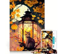 Rompecabezas para Adolescentes de 1000 Piezas con diseño de Gato y Flor de Cerezo,Bordes impecables,Divertido Juego Mental,Regalo Ideal para un Momento Acogedor y Divertido,decoración para la Pared