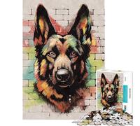 Rompecabezas para Adolescentes de 1000 Piezas con diseño de Grafiti de Pastor alemán Juguetes educativos para Aprender Juego Familiar Decoración de Pared Regalos para Mujeres y Hombres (38x52cm)