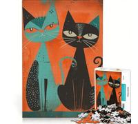 Rompecabezas para Adolescentes de 1000 Piezas con diseño de Grafiti felino fantástico, Juguetes para armar, Que mejoran la Memoria, con póster y Hoja de Preguntas a Juego 50x75cm