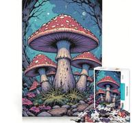 Rompecabezas para Adolescentes de 1000 Piezas con diseño de Hongo psicodélico Juguetes para armar Que mejoran la Memoria con póster y Hoja de Preguntas a Juego 50x75cm