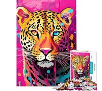 Rompecabezas para Adolescentes de 1000 Piezas con diseño de Jaguar Estilo Pop Art Rompecabezas para Adolescentes Juguete Decorativo para Pared Decoración Desafío Educativo (Tamaño 38x26cm)