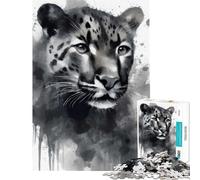 Rompecabezas para Adolescentes de 1000 Piezas con diseño de Jaguar Pintado en Acuarela desafío de Inteligencia Cerebral Juguetes adictivos Juego Familiar antiestrés Regalo Divertido (tamaño 38x26cm)