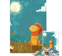 Rompecabezas para Adolescentes de 1000 Piezas con diseño de león de Dibujos Animados en un Campo Juguetes educativos para Aprender Juego Familiar Decoración de Pared Regalos para Mujeres y Hombres