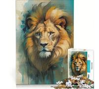Rompecabezas para Adolescentes de 1000 Piezas con diseño de león Estilo Pop Art Juego Educativo decoración Ideal para añadir a la Lista de Deseos con Papá Noel 38x52cm