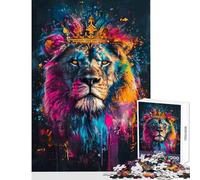 Rompecabezas para Adolescentes de 1000 Piezas con diseño de león expresivo y Divertido Ideal para Relajarse Decorar el hogar o Hacer tú Mismo Incluye póster y Hoja de Preguntas a Juego (50x75cm)