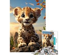 Rompecabezas para Adolescentes de 1000 Piezas con diseño de Leopardo bebé Ideal para Relajarse ejercitar la Mente y estimular el intelecto Hombres y Mujeres Una verdadera Obra de Arte