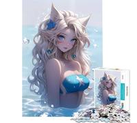 Rompecabezas para Adolescentes de 1000 Piezas con diseño de Linda Chica Gato de Anime Juguetes educativos Juego Educativo Decoración Perfecta Regalos de cumpleaños (Tamaño 38x26cm)