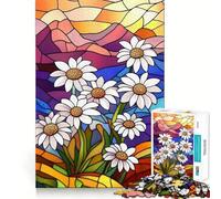 Rompecabezas para Adolescentes de 1000 Piezas con diseño de Margaritas de vidrieras Piezas de Ajuste preciso Juguete Divertido y silencioso Ideal para cumpleaños y Actividades artísticas (38x52cm)