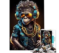 Rompecabezas para Adolescentes de 1000 Piezas con diseño de Mono Auriculares y música de DJ Un Reto para completar Diversión Familiar Juegos educativos para Mayores de 14 años (38x52cm)