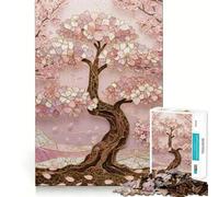 Rompecabezas para Adolescentes de 1000 Piezas con diseño de Mosaico de Flores de Cerezo,Bordes impecables,Divertido para Pensar,Juego entretenido,Momento Acogedor,decoración navideña (50x75cm)