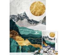 Rompecabezas para Adolescentes de 1000 Piezas con diseño de Naturaleza y Oro Juegos Familiares para Toda la Familia Decoración de Pared con póster y Hoja de Preguntas a Juego (75x50cm)