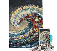 Rompecabezas para Adolescentes de 1000 Piezas con diseño de Olas Florales Rompecabezas para Adultos con diseño práctico Juego Interactivo Una Obra de Arte Interacción Entre Padres e Hijos (38x52cm)