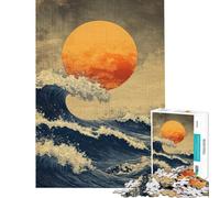 Rompecabezas para Adolescentes de 1000 Piezas con diseño de Olas japonesas al Atardecer Rompecabezas para Adultos Juguetes para armar para Pasar el Tiempo en casa Durante Las Vacaciones Regalo