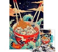 Rompecabezas para Adolescentes de 1000 Piezas con diseño de Olas japonesas y Ramen Rompecabezas para Adultos Juguetes antiestrés Divertidos y con Humor Fomenta la interacción Entre Padres e Hijos