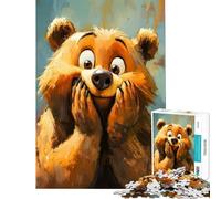Rompecabezas para Adolescentes de 1000 Piezas con diseño de Oso de Dibujos Animados con expresión de Sorpresa Ayuda a ejercitar el Cerebro Diversión Familiar Juguetes DIY para Mayores de 14 años