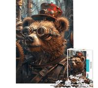 Rompecabezas para Adolescentes de 1000 Piezas con diseño de Oso Steampunk Diversión en casa Ideal para Pasar el Tiempo Durante Las Vacaciones Juegos Divertidos para Mayores de 14 años (50x75cm)