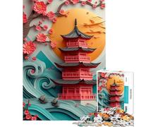 Rompecabezas para Adolescentes de 1000 Piezas con diseño de Pagoda en Flor de Cerezo Un Reto Educativo Regalo Ideal para Mujeres Juego Educativo para Mayores de 14 años 38x52cm
