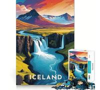 Rompecabezas para Adolescentes de 1000 Piezas con diseño de Paisaje de Cascada de Islandia Juego de Ajuste preciso para ejercitar la Mente Diversión y Entretenimiento (38x26cm)